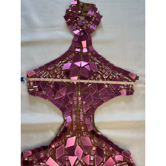 Grisha Acrylic Mirror Cutout Mini Dress Sz Small Pink Festival Rave Love Island - Picture 4 of 14